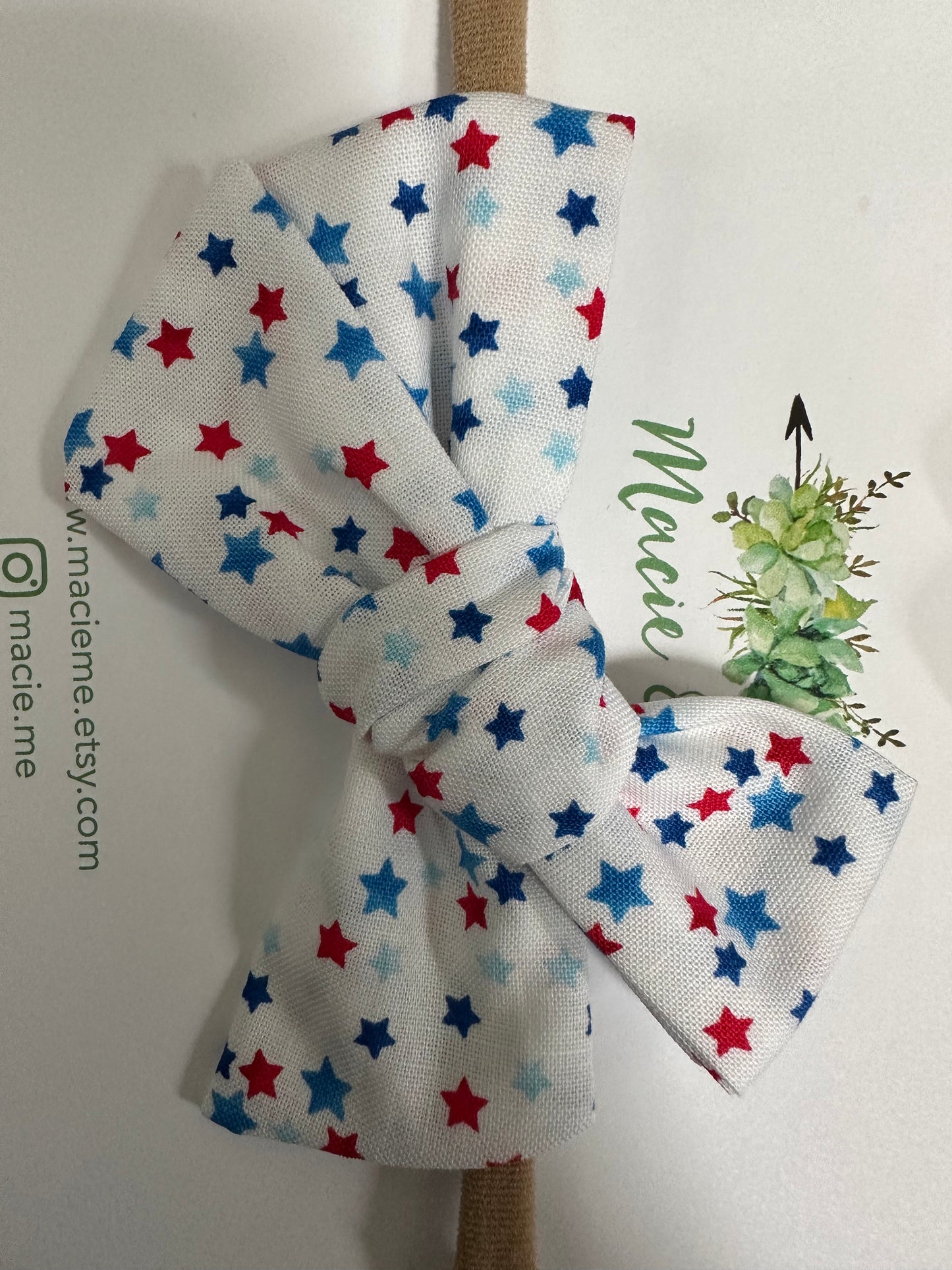 Bella Headband Bow - Red & Blue Star