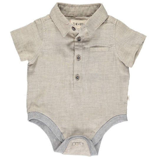 Helford Short Sleeved Onesie - Pale Beige