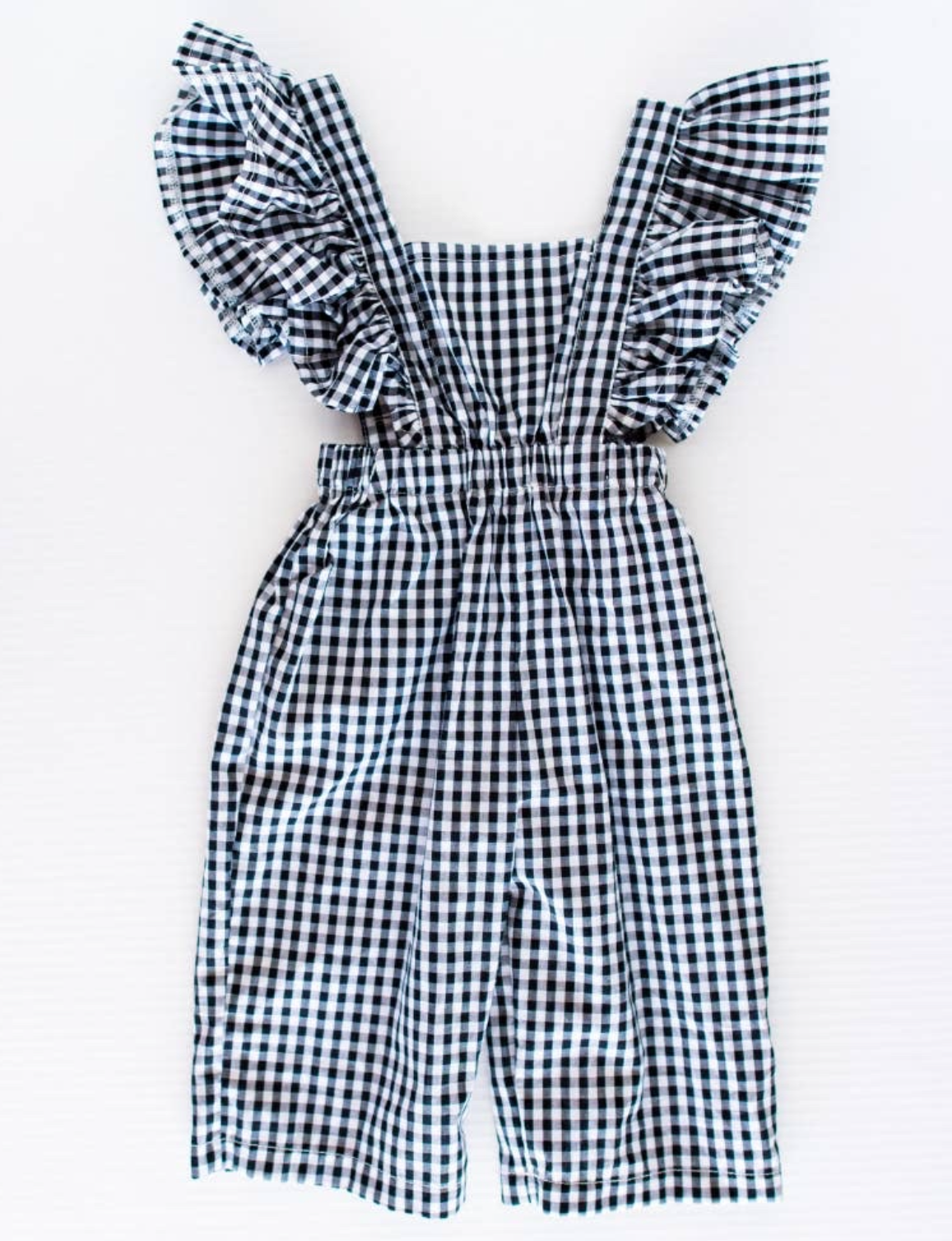 Kennedy Ruffle Back Jumpsuit - Black & White Gingham