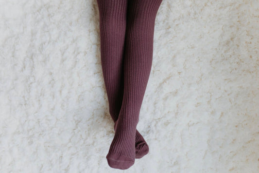 Jasmine Ribbed Tights - Plum