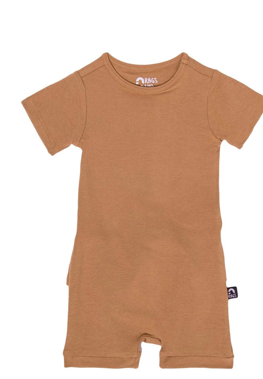 Blake Short Sleeve Short Romper - Camel