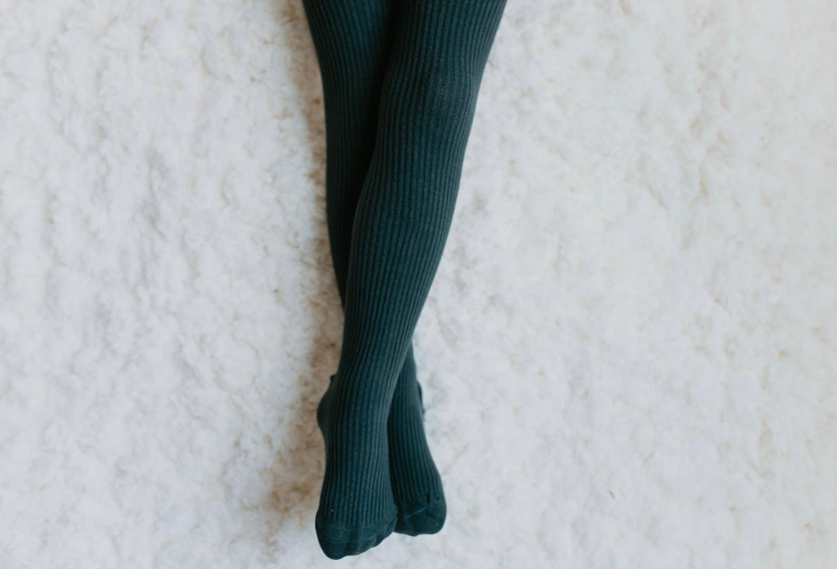 Jasmine Ribbed Tights - Dark Teal