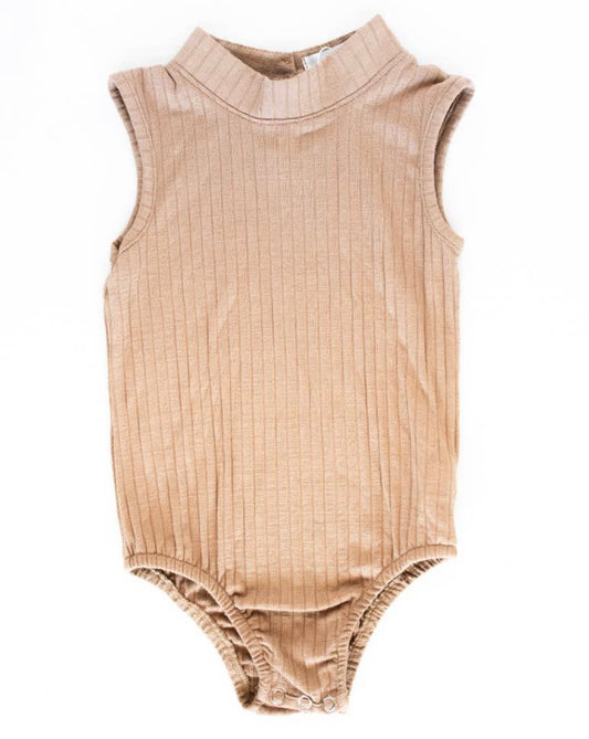 Stormie High Neck Ribbed Leotard - Maple Sugar