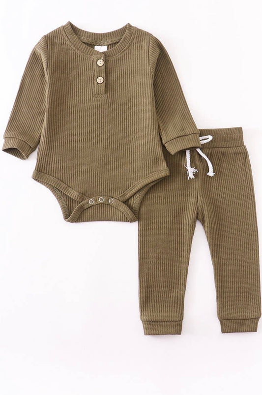 Cy Ribbed Jogger Set -Army Green