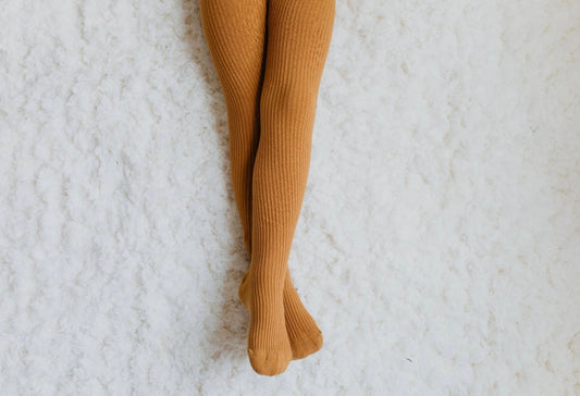 Jasmine Ribbed Tights - Mustard