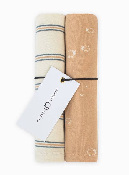 Burp Cloths (2-Pack) - Oak Stripe & Lamb