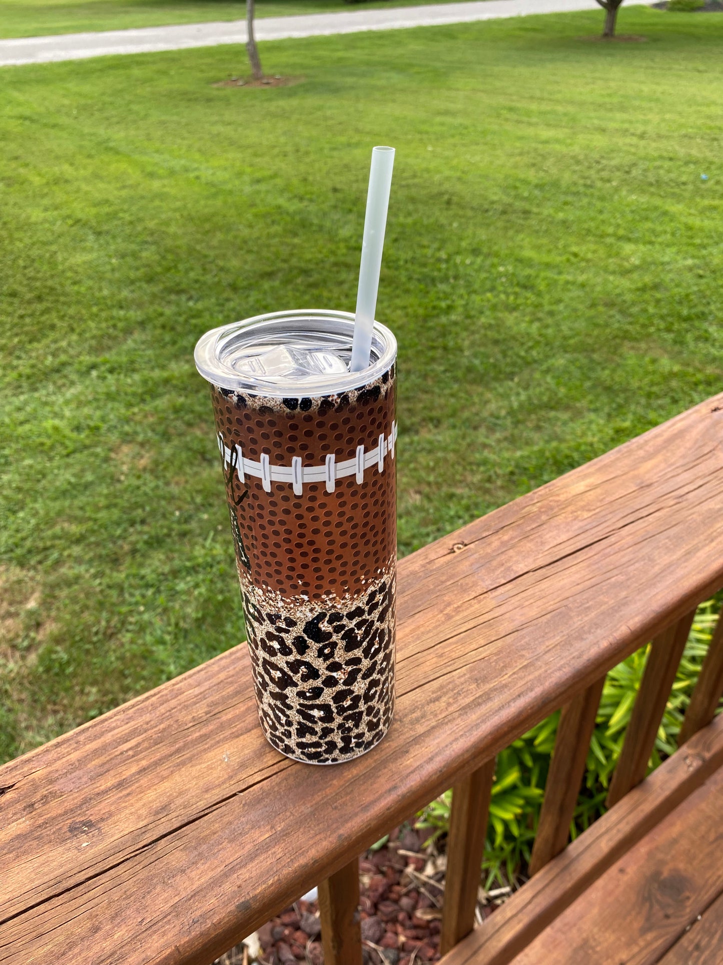 Sippin Pretty Tumbler - Football Mama Leopard