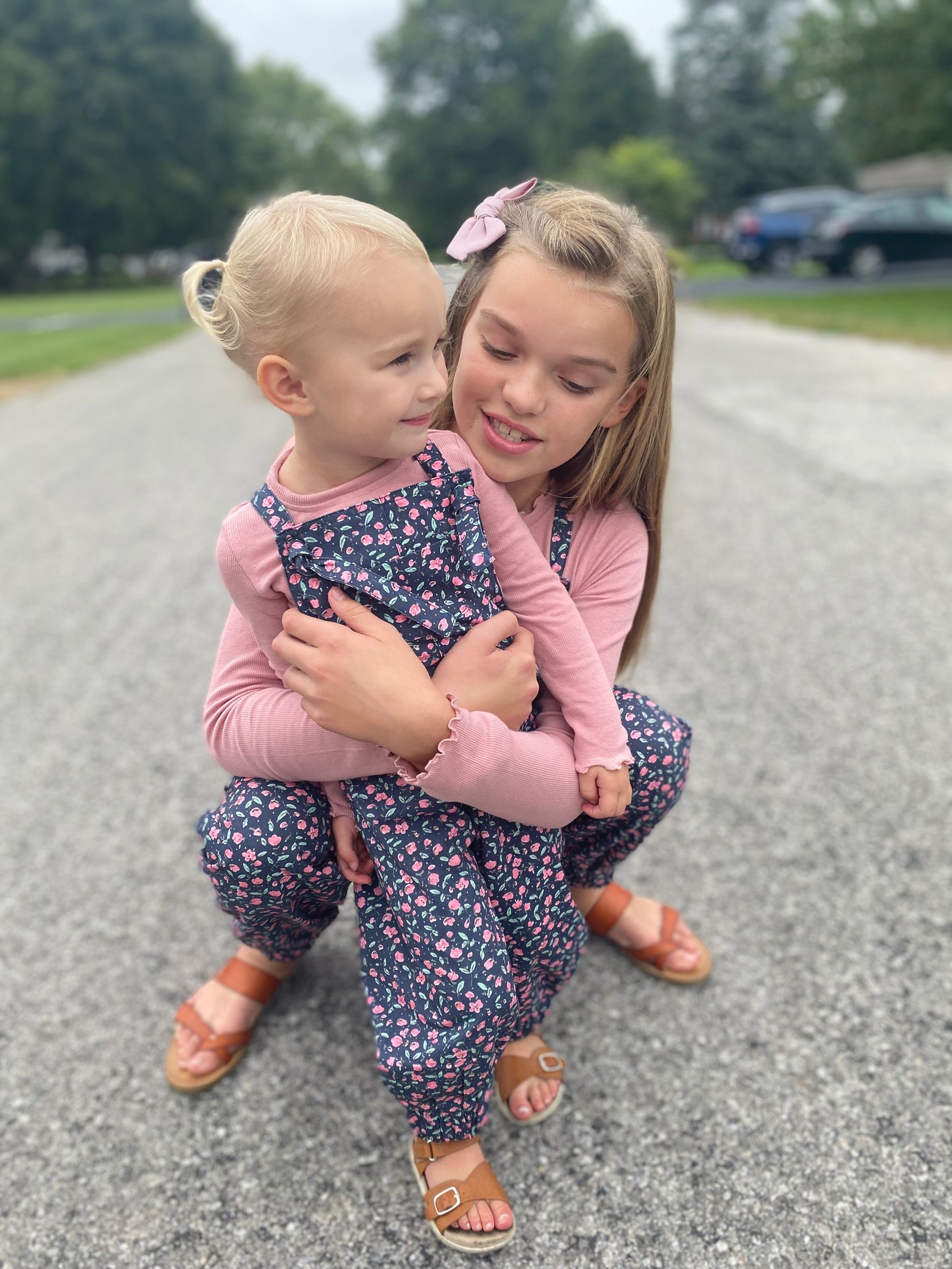 Isla Top & Bloomer Overalls - Pink & Navy