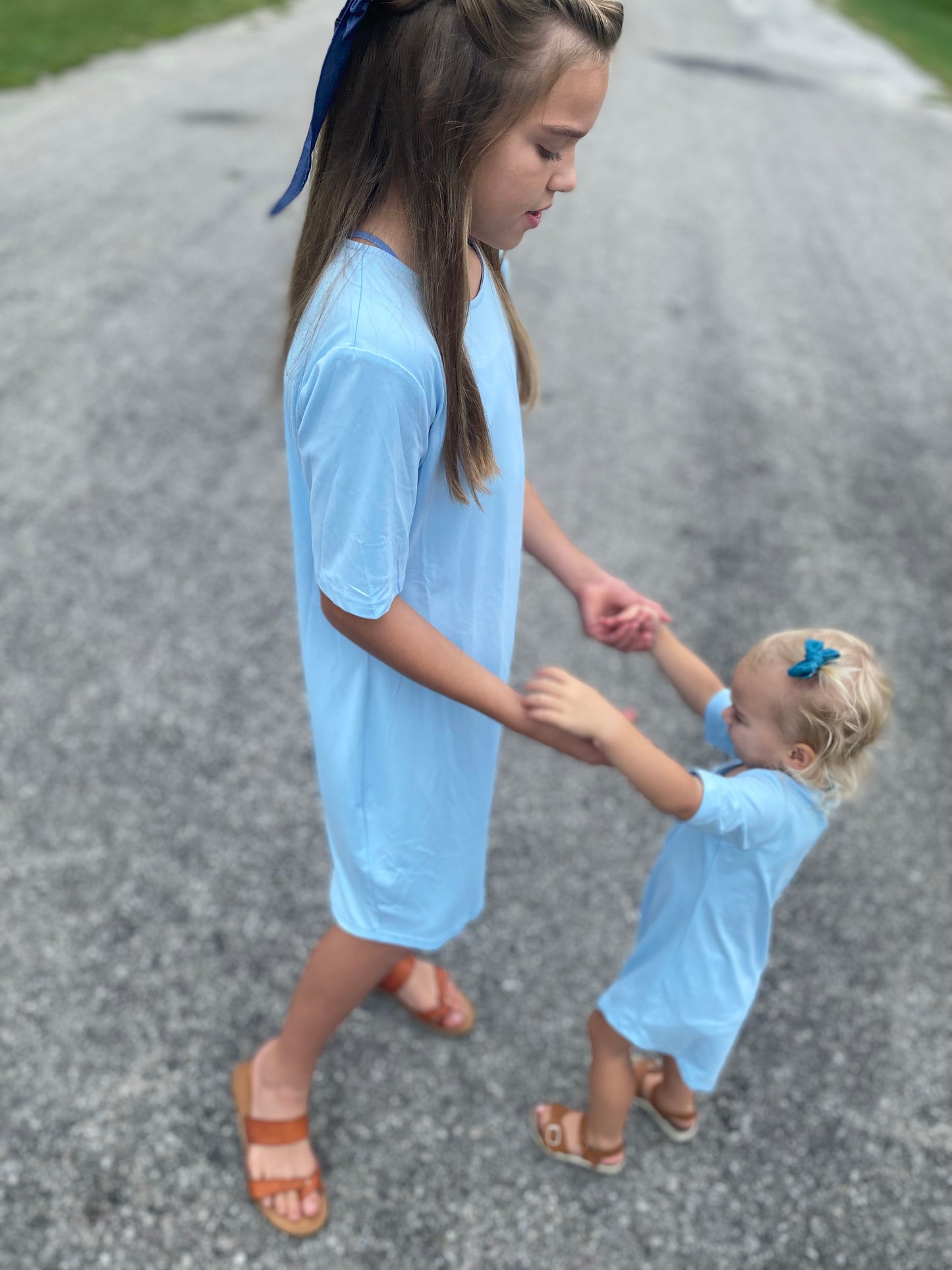 Daylin Tee Shirt Dress (Mama & Me) - Dusty Blue