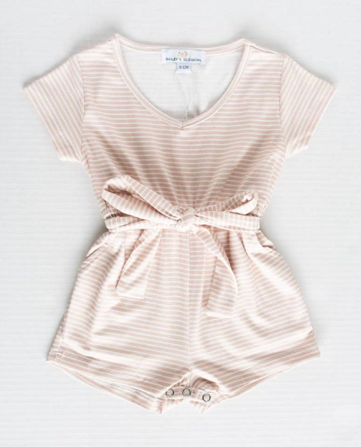 Indie Romper - Tan & White Stripe