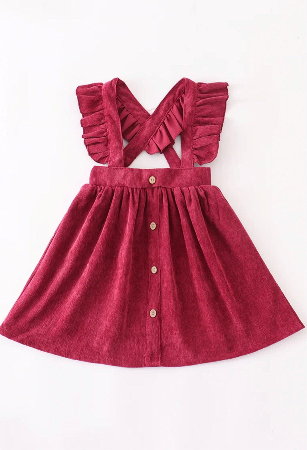 Chloe Velvet Ruffle Suspender Dress - Maroon