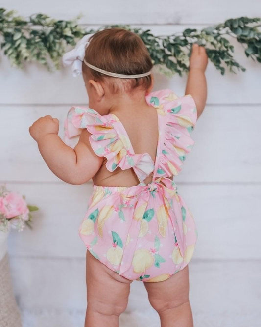 Millie Ruffle Back Romper - Pink Lemonade