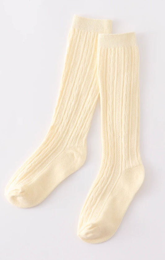 Scarlett Knit Knee High Socks - Cream