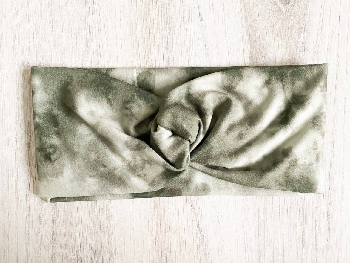 Gracie Twist Headband - Olive Tie Dye