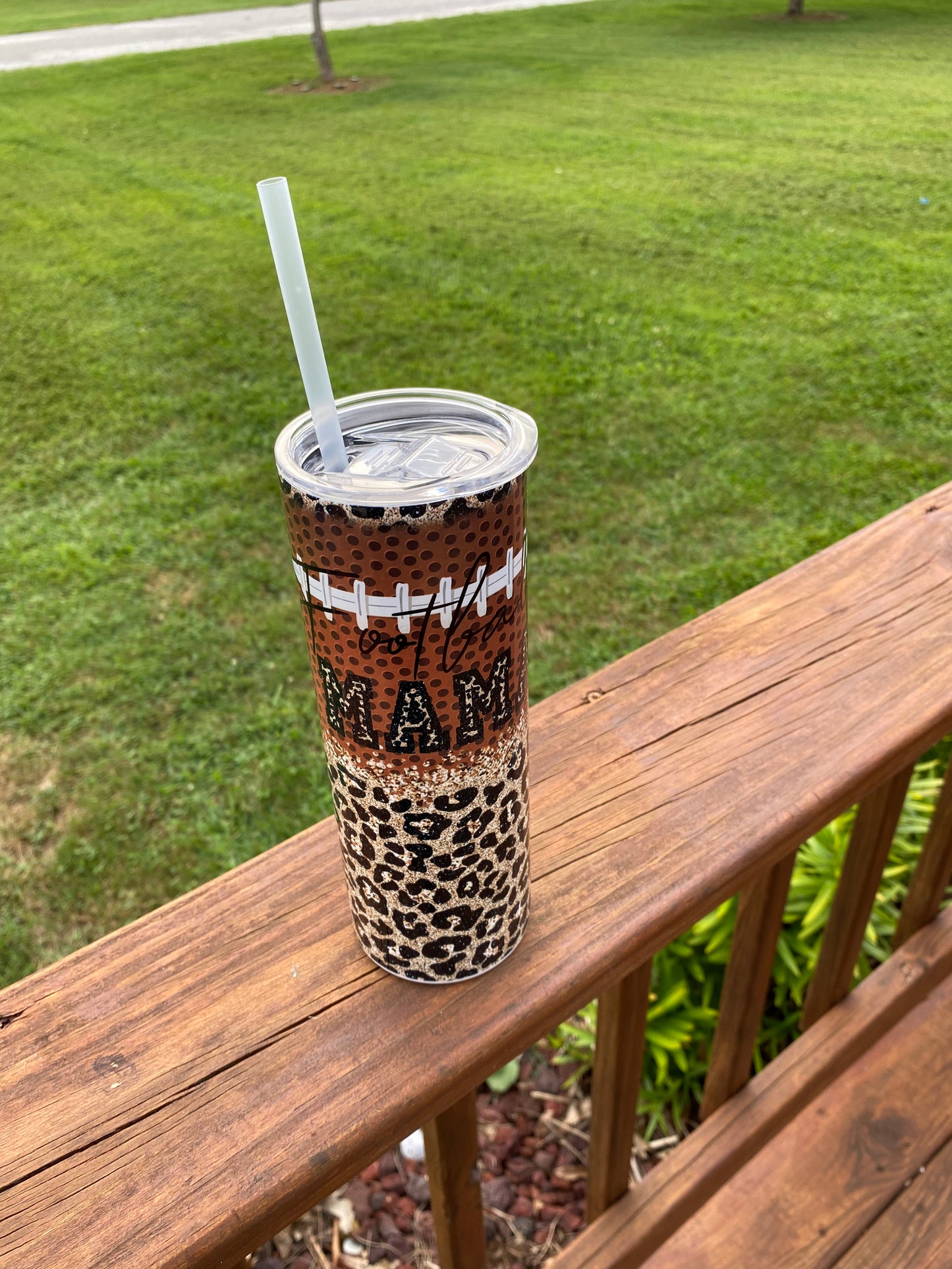 Sippin Pretty Tumbler - Football Mama Leopard