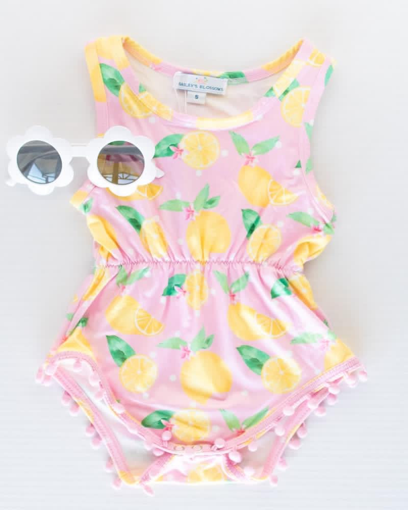 Jade Pom Pom Romper - Pink Lemonade