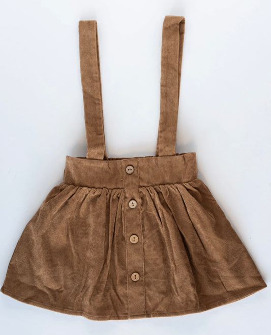 Sunday Corduroy Suspender Skirt - Brown