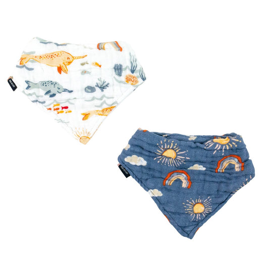 Muslin Bandanna Set - Narwhal + Hello Sunshine