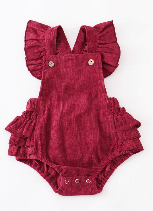 Victoria Velvet Ruffle Romper