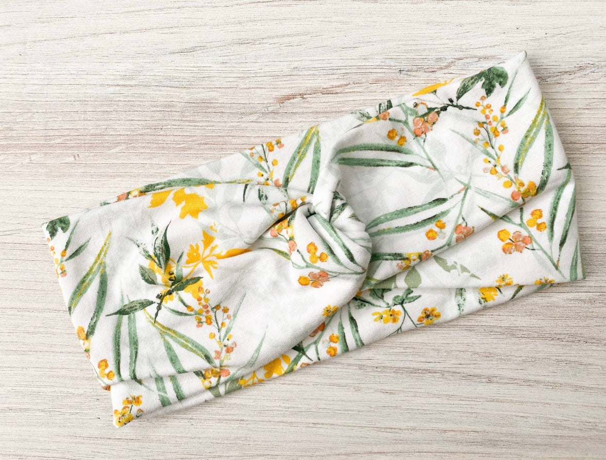 Gracie Twist Headband - White Floral