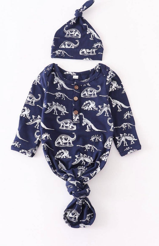 Dinosaur Navy Tie Gown