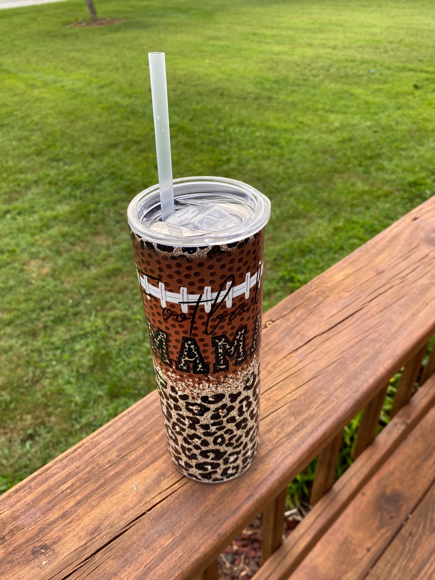 Sippin Pretty Tumbler - Football Mama Leopard