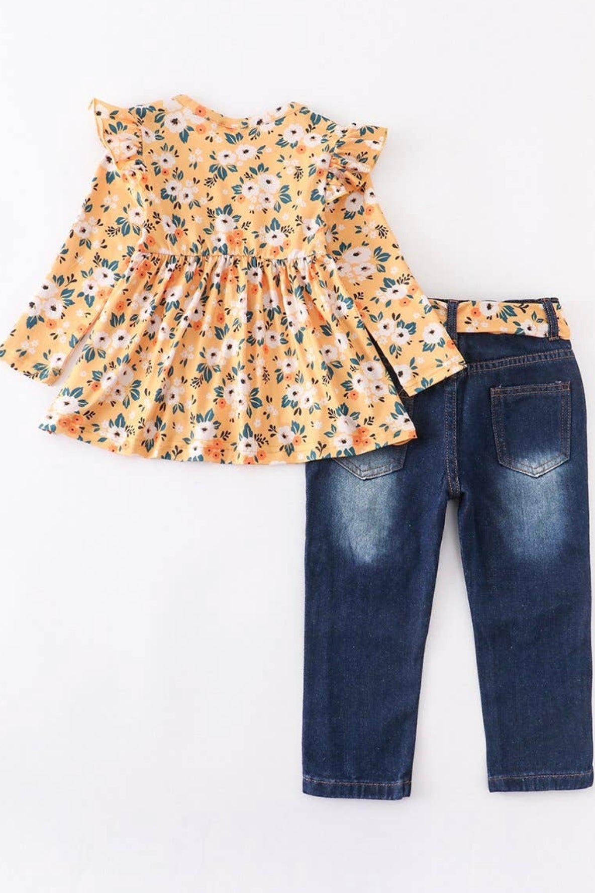 Olivia Denim Set - Floral Mustard